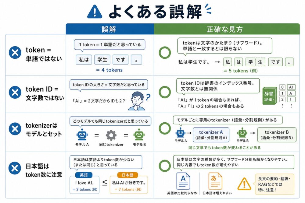 Tokenizationに関する誤解と正確な見方を比較した図