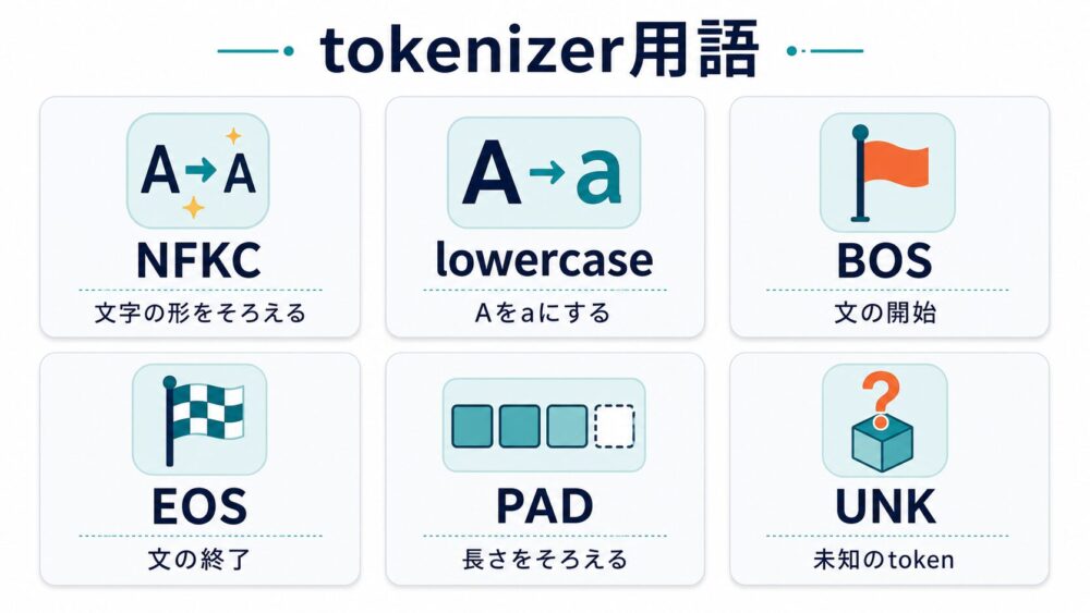 NFKC、BOS、EOSなどtokenizer周辺の専門用語をまとめたチートシート