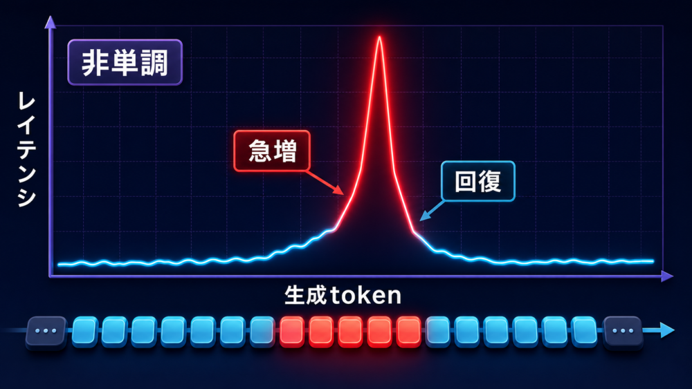 MPSで特定のdecoding budgetだけレイテンシが跳ねる様子
