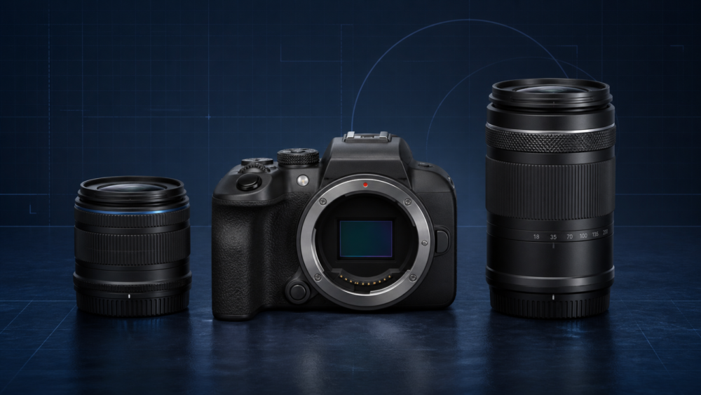 EOS R10のボディーと2種類のレンズキットを用途別に選ぶイメージ