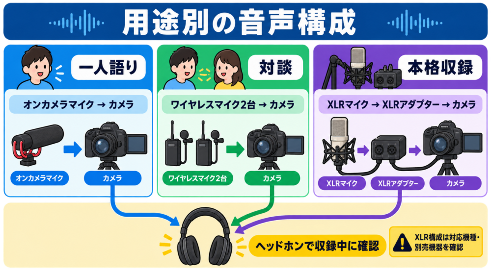 YouTube動画収録の用途別音声機器構成