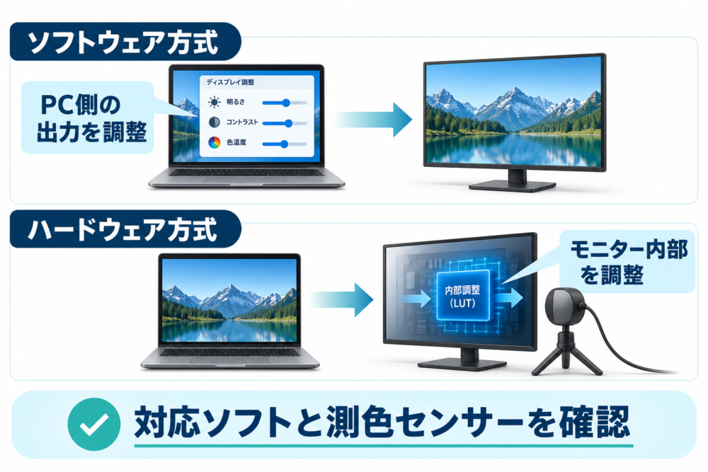 ソフト方式とハード方式は何を調整するか