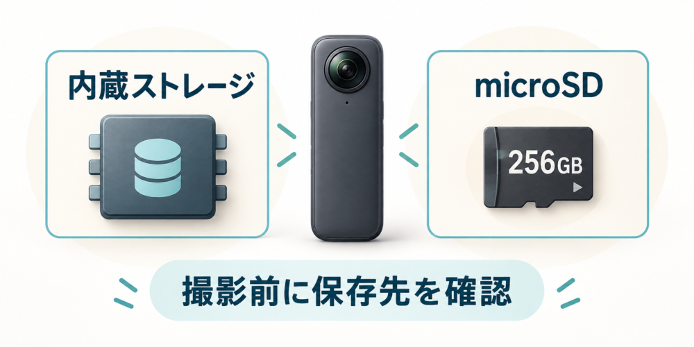 内蔵領域と追加カードの別々の保存先を示す使用想定図