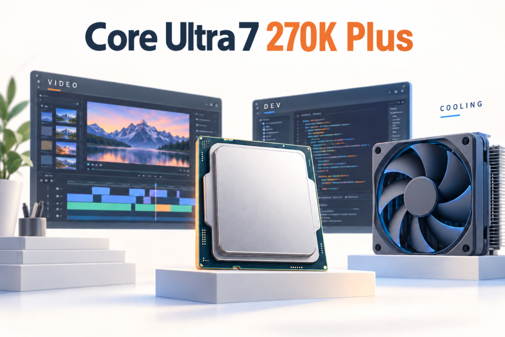 Core Ultra 7 270K Plusの用途を表す生成イメージ：CPUの並列作業や動画編集も重視する人へ