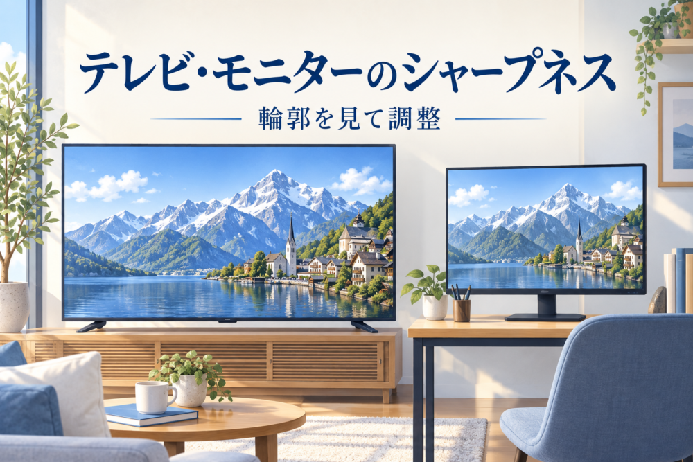テレビとデスクトップモニターで輪郭の見え方を確認する記事イメージ