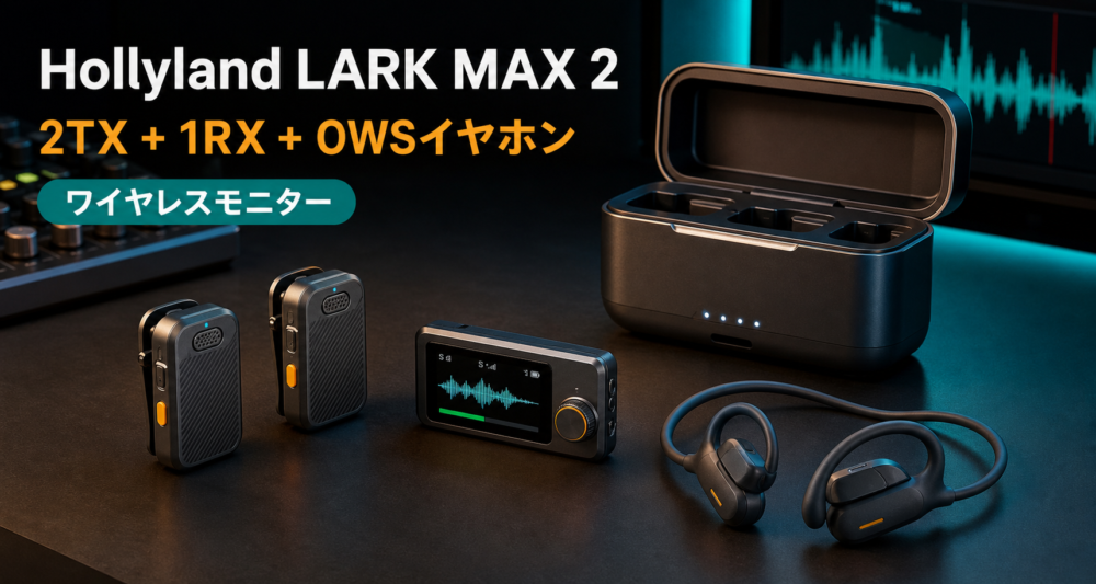 LARK MAX 2の2TX・1RX・OWSイヤホン付き構成イメージ