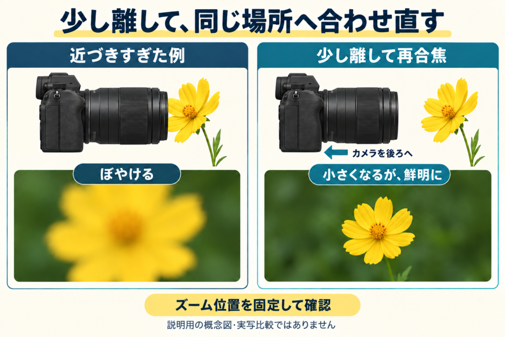 近づきすぎた状態から何を動かすかを示す概念図