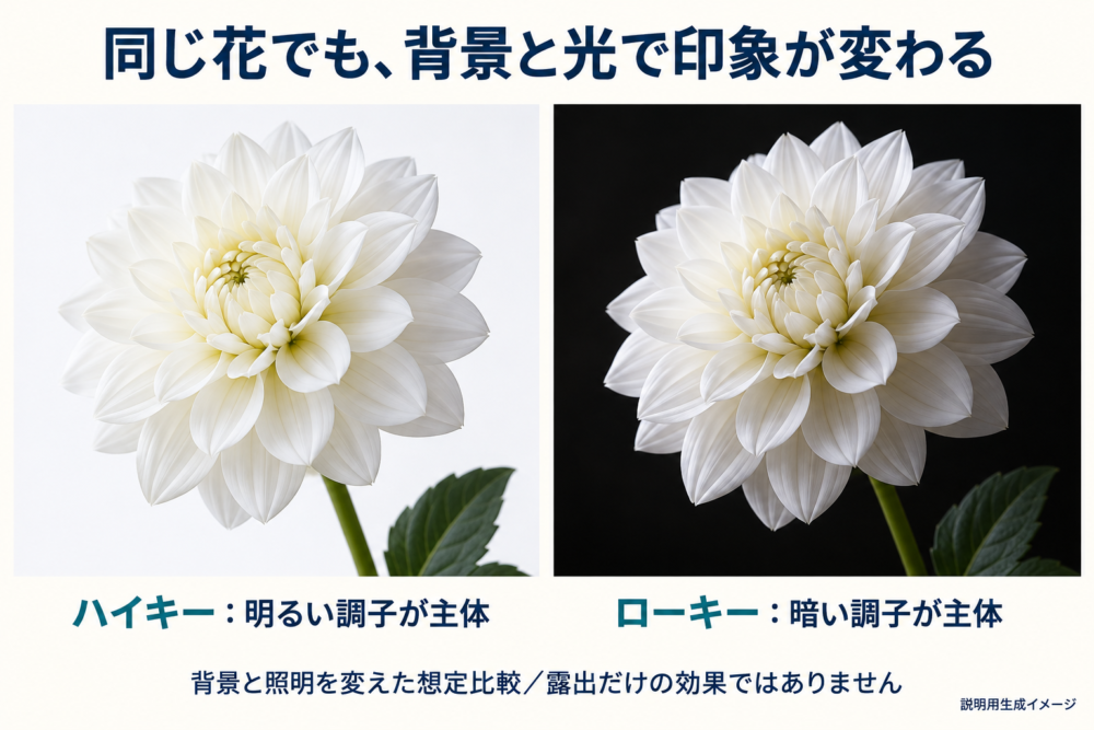 明るいトーンと暗いトーンを主体にした写真の比較