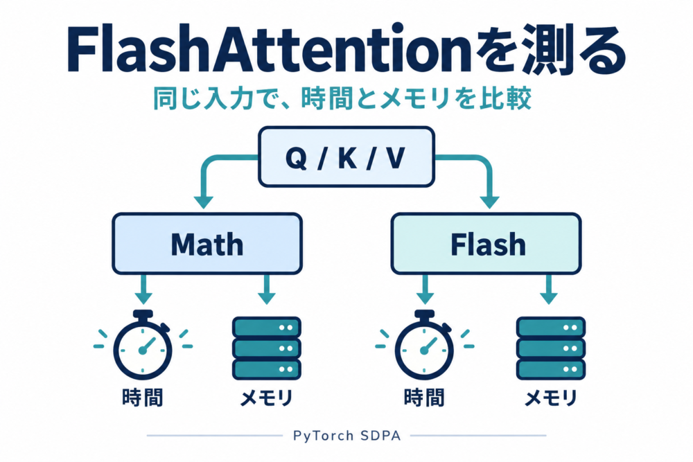 同じ入力をMathとFlashで比較し時間とメモリを測るイメージ