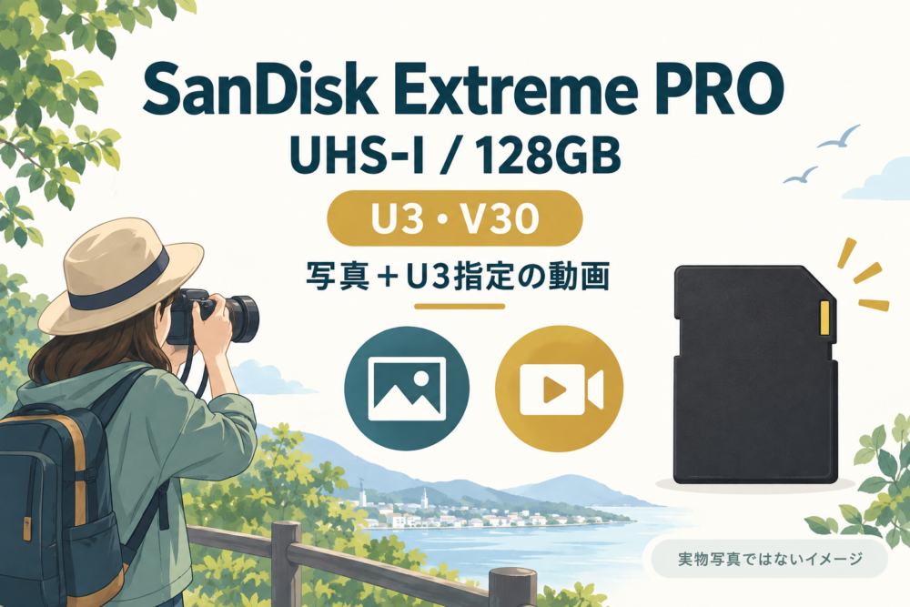 SanDisk UHS-I 128GBを写真とU3指定動画に使う用途イメージ