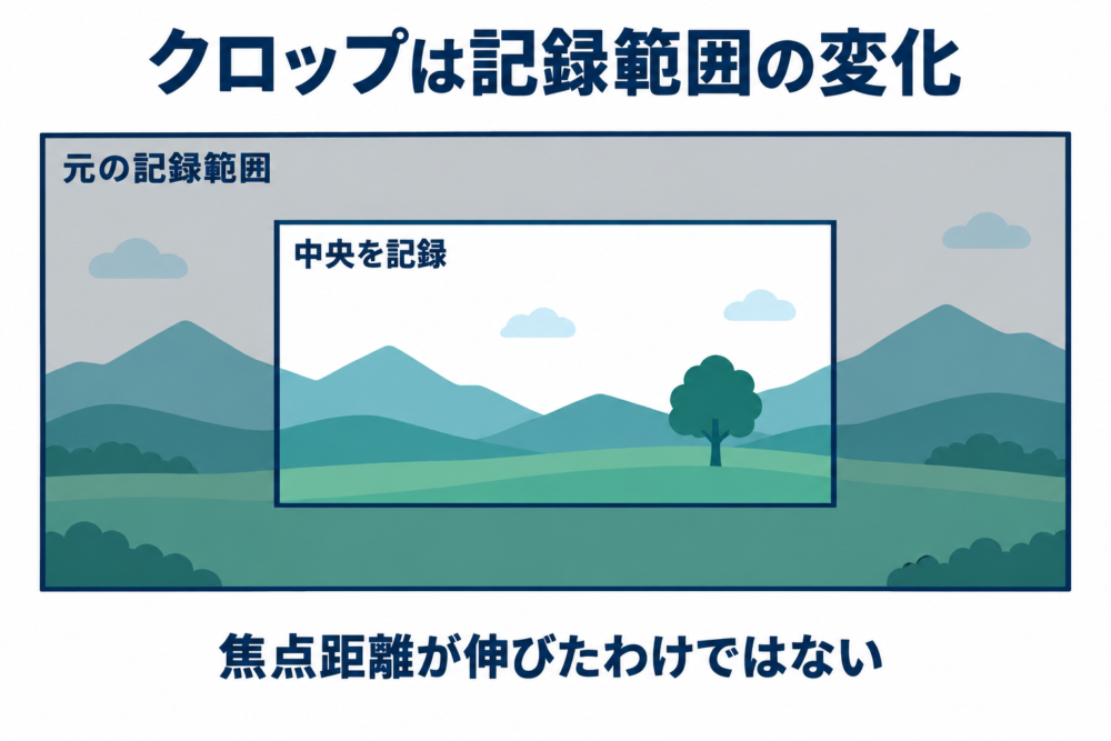 同じ像の中央部分だけを記録するクロップの模式図