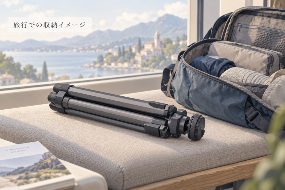 旅行での収納に使う三脚の構成イメージ
