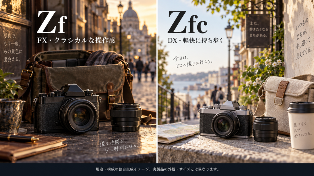 ZfとZfcのクラシカルな撮影構成の比較イメージ